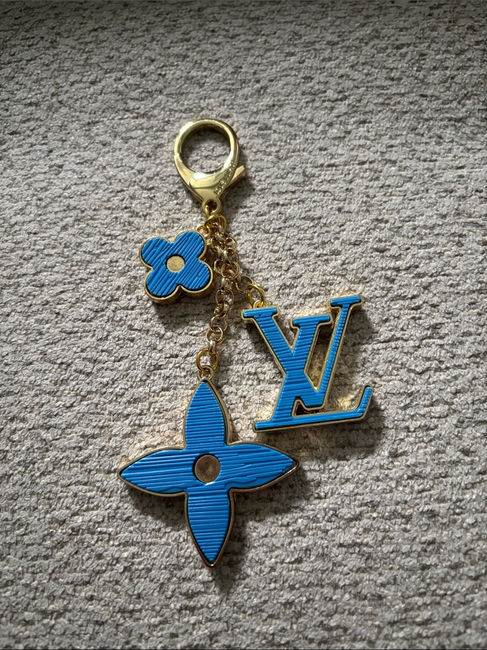 *FASHION* Blue and Gold EnamelFlower Keyring Charm